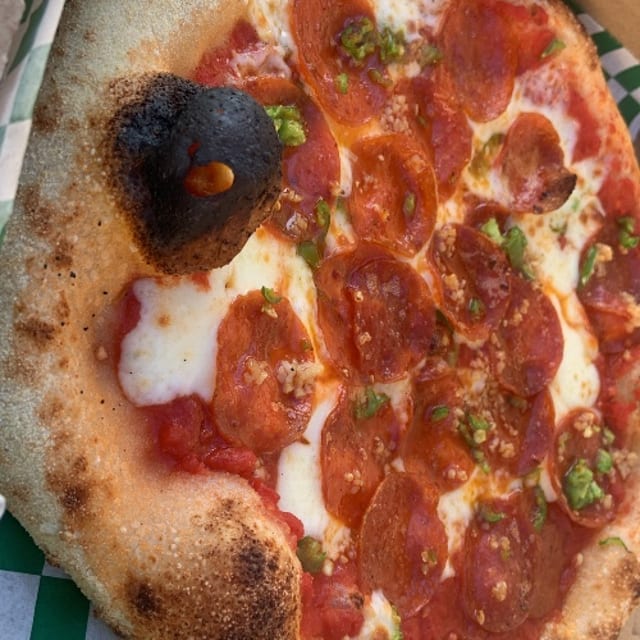Spicy Garlic Pepperoni Pizza.
